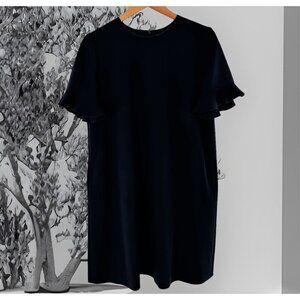 MAX MARA Navy Blue Crepe Short Sleeve Shift Dress Size Large